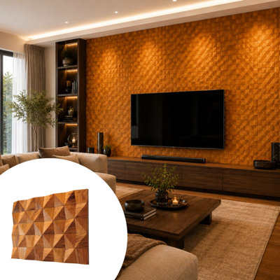 MB-008 – Teak Pyramid 3D Wall Panel