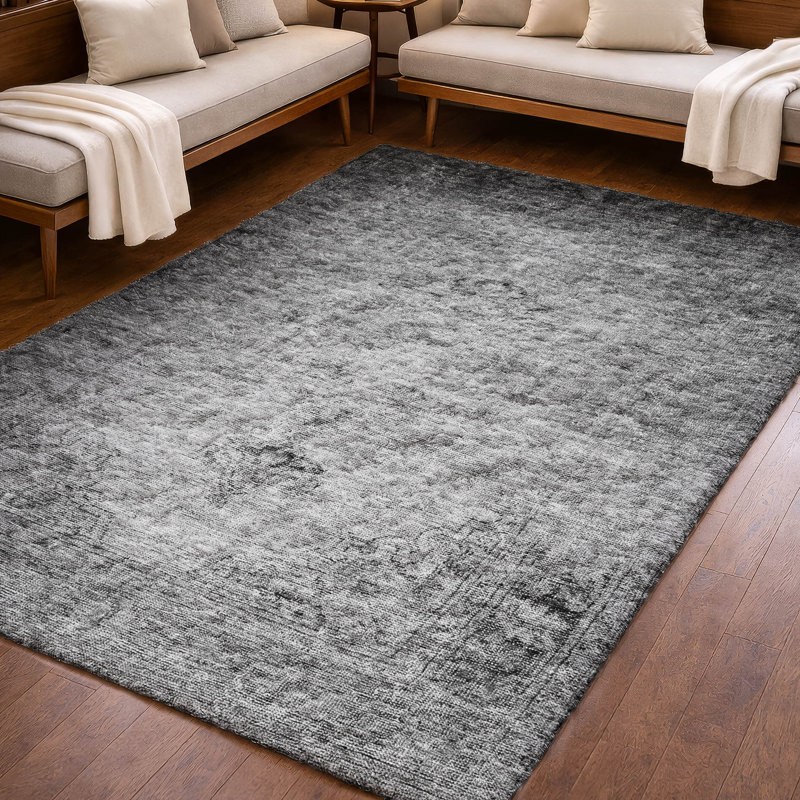 Tapis oriental à poils longs de qualité supérieure lavable à la machine ADS658, Grey, 10 pi x 14 pi