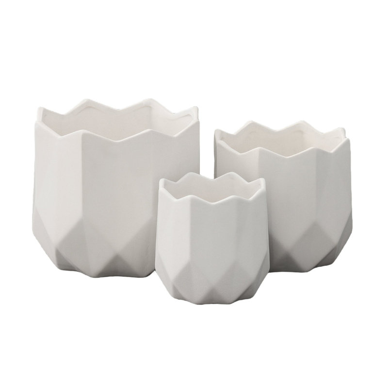 Pot rond en céramique mat, Blanc, H 7 po x l 8 po x P 8 po