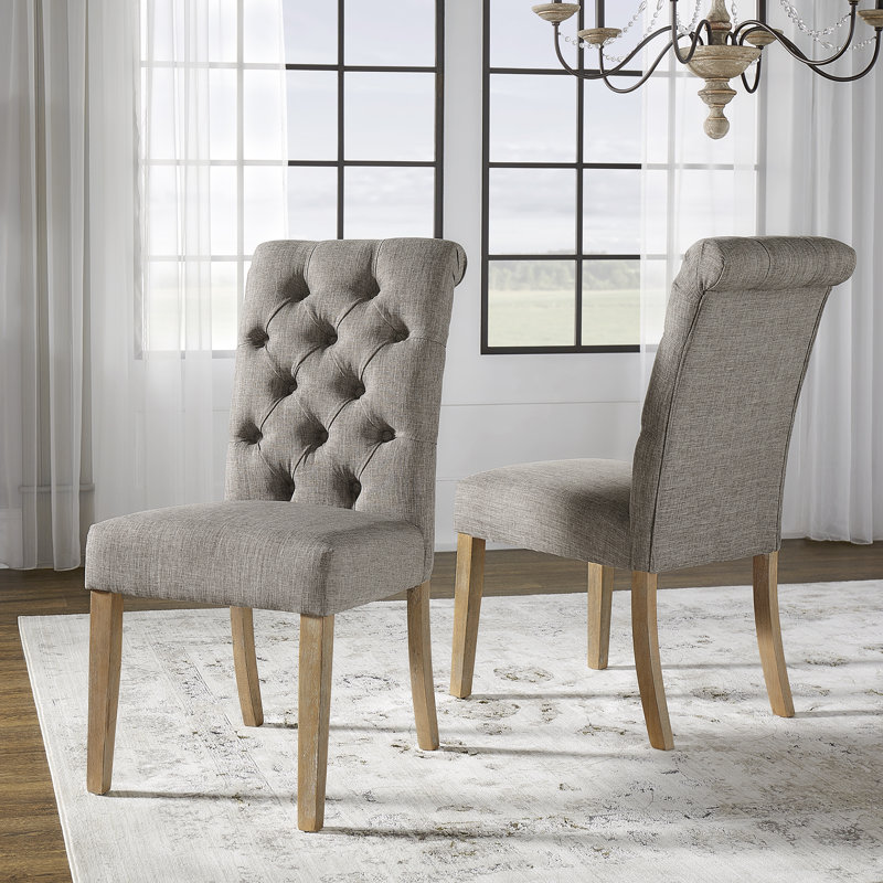Ameriga 20'' H Tufted Upholstered Side Chair, Grey Linen