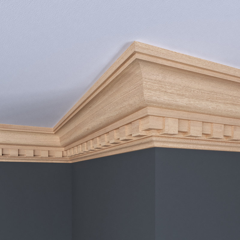 4-Foot Unfinished White Hardwood Dentil Crown Moulding