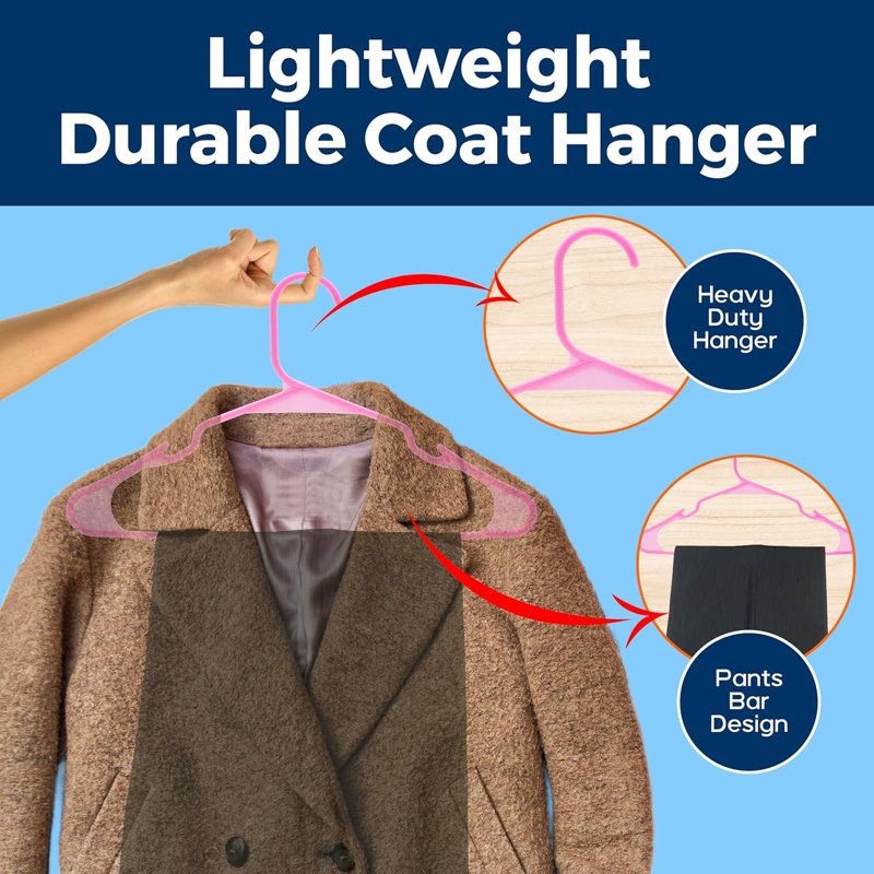 Cintres de qualité supérieure - Conception mince et compacte, plastique léger et durable avec rainures d'épaule intelligentes, utilisation polyvalente pour organiser la lessive, les manteaux et les vêtements