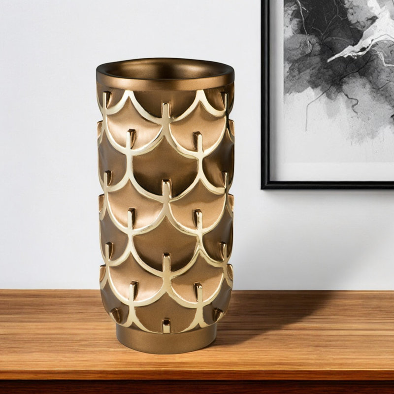Vase de table en polyrésine, H 14,5 po x l 7 po x P 7 po