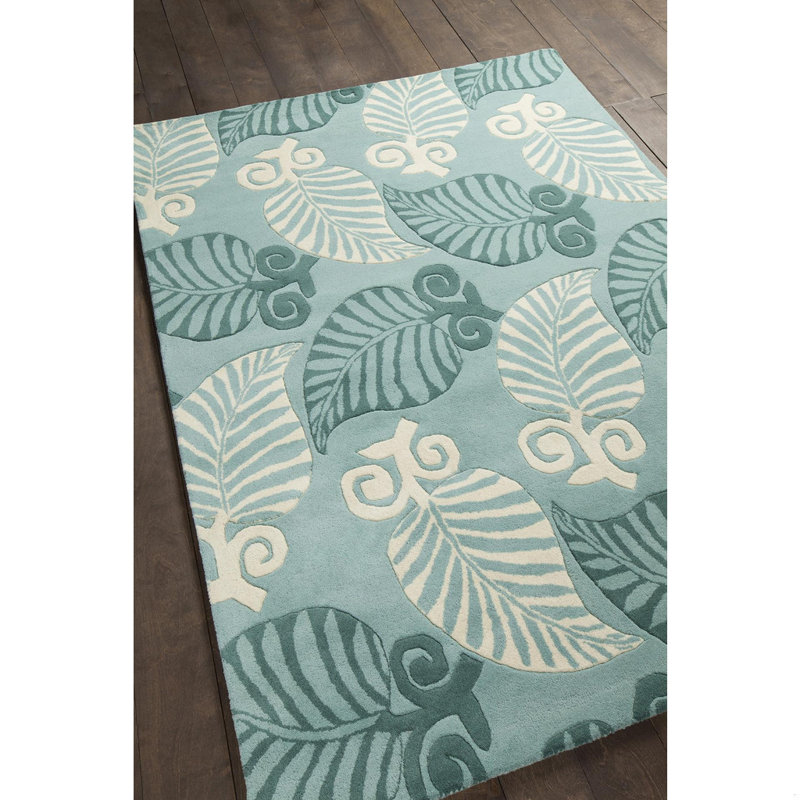 Tapis transitionnel vert et crème en laine touffeté à la main Arcadia, Rectangulaire 7 pi x 10 pi