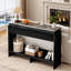 Console cannelée moderne avec tiroir, table d'entrée étroite de 117 cm (46 po) avec plateau en faux marbre, étagère de rangement et design mince pour salon ou couloir.