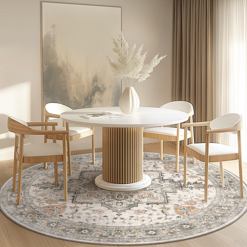 Oriental Performance Machine Washable Non Slip Indoor Area Rug, Round 160cm