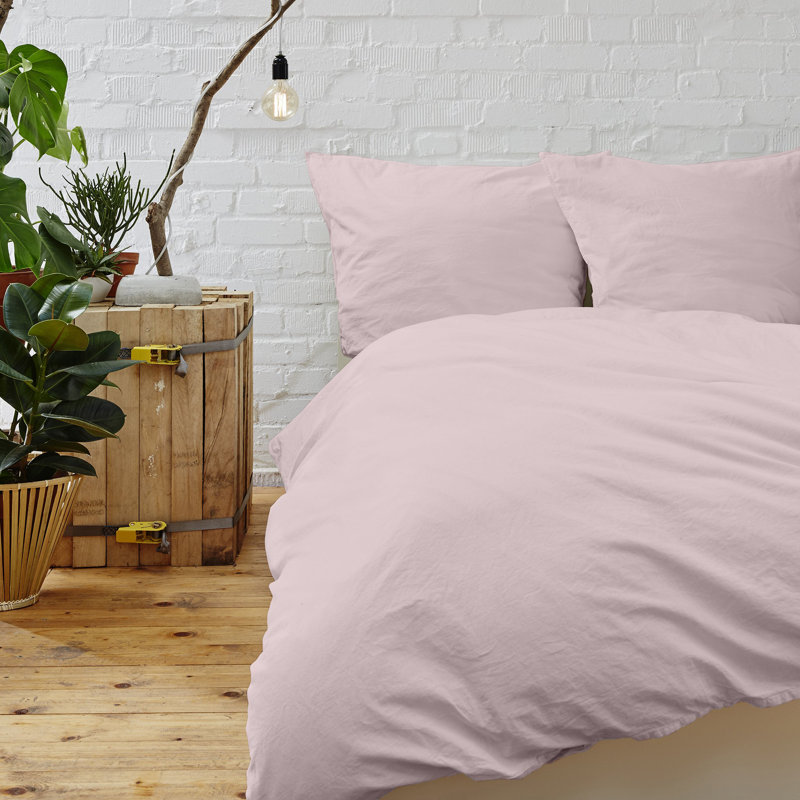 Flatweave Duvet Cover, Full/Queen Duvet Cover + 2 Standard Shams, Rose Pink