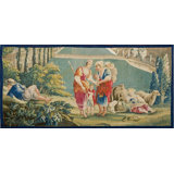 Small Horizontal Antique Mid-18th Century French Pictorial Pastoral Scene Wall-Hanging Tapestry