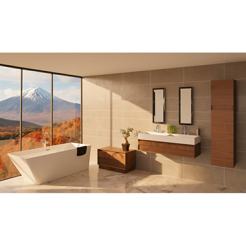 Aquaquattro 66.5'' L Freestanding Soaking Bathtub, Matte White