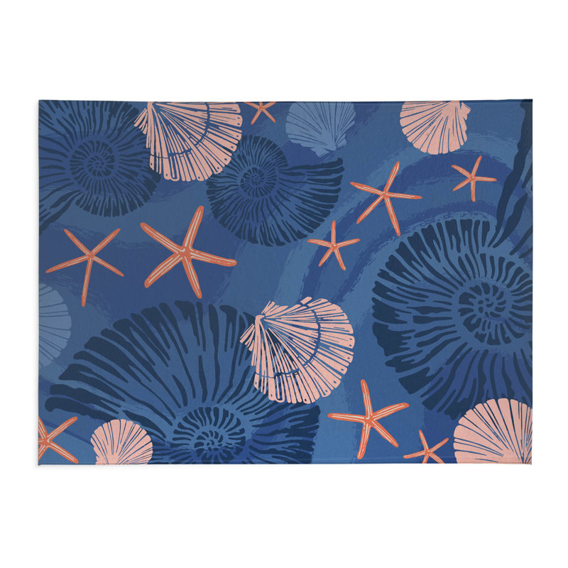 Tapis de cuisine antidérapant Starfish, Rectangulaire 3 pi x 5 pi, Marine