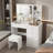 Vanity Desk Set Makeup Table with Large Sliding Lighted Mirror & Top, Modern Dressing Table with Drawers, Storage Shelves & Stool for Bedroom, White, 50.1 cm(W)× 100 cm(D)× 135 cm(H)