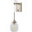 Modern Nickel Wall Sconce, Dimmable & Adjustable Height Glass Shade Light for Bedroom, Living Room, and Hallway-196349957