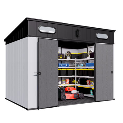 10 ft. W x 7 ft. D Resin Plastic Lean-To Storage Shed -  CHERY INDUSTRIAL.COM, DOUPS1007GY01C