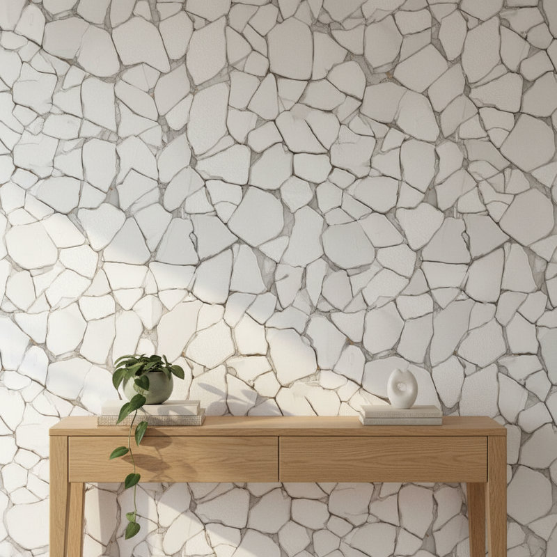 Papier peint pierre moderne blanc