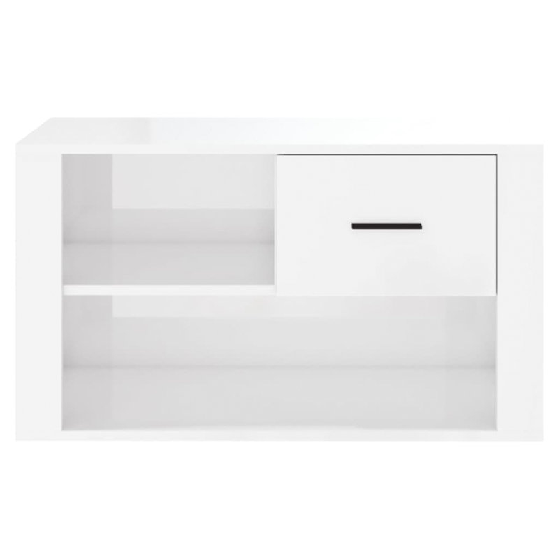 Illughi Polyurethane Upholstered Storage Bench, High Gloss White