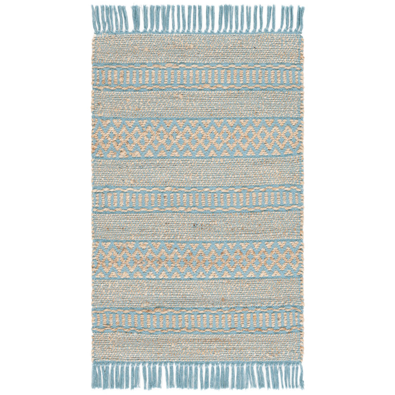 Natural Fiber 123 Hand Woven 50% Jute; 50% Cotton Geometric Shapes Rug, Rectangle 4' x 6'