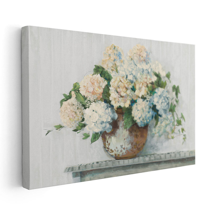 «White Hydrangea Cottage», reproduction d'art sur toile, H 24 po x l 36 po