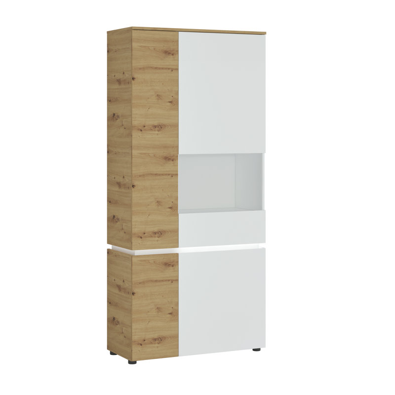 Bobbye Display Cabinet, Oak/White, Right