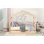 Lit double pleine grandeur en bois avec tiroirs, naturel