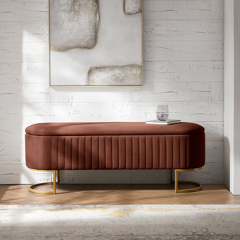 Banc de rangement rembourré Ferdinand, Brique brûlée, H 19 po x l 50,5 po x P 16 po