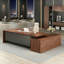Bureau de direction moderne en L brun de 102,36 po-130207808