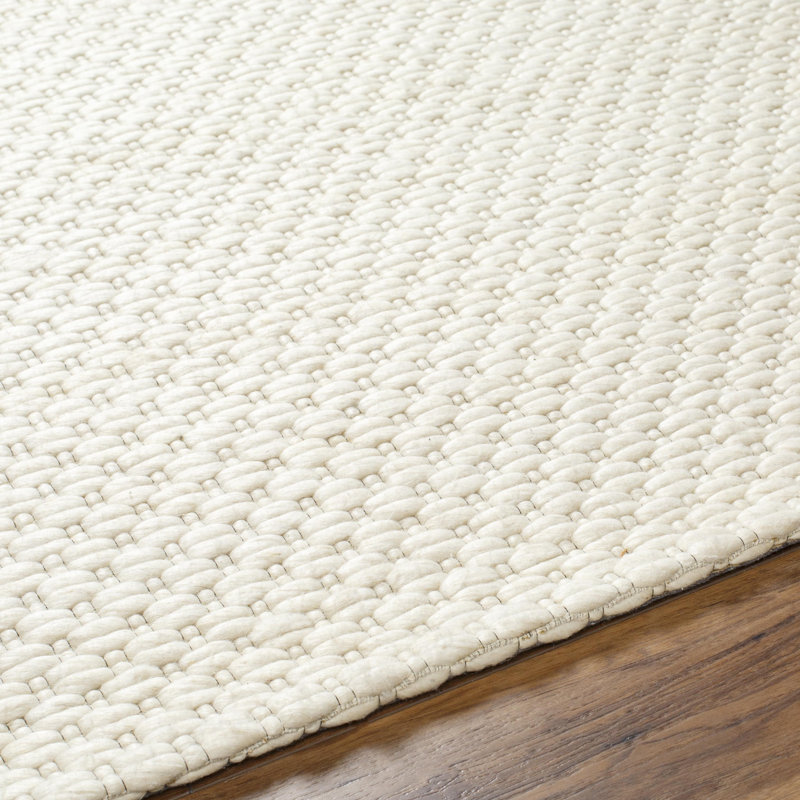 Rectangle Venette Polyester/Wool Area Rug in Cream, Rectangle 6' x 9'