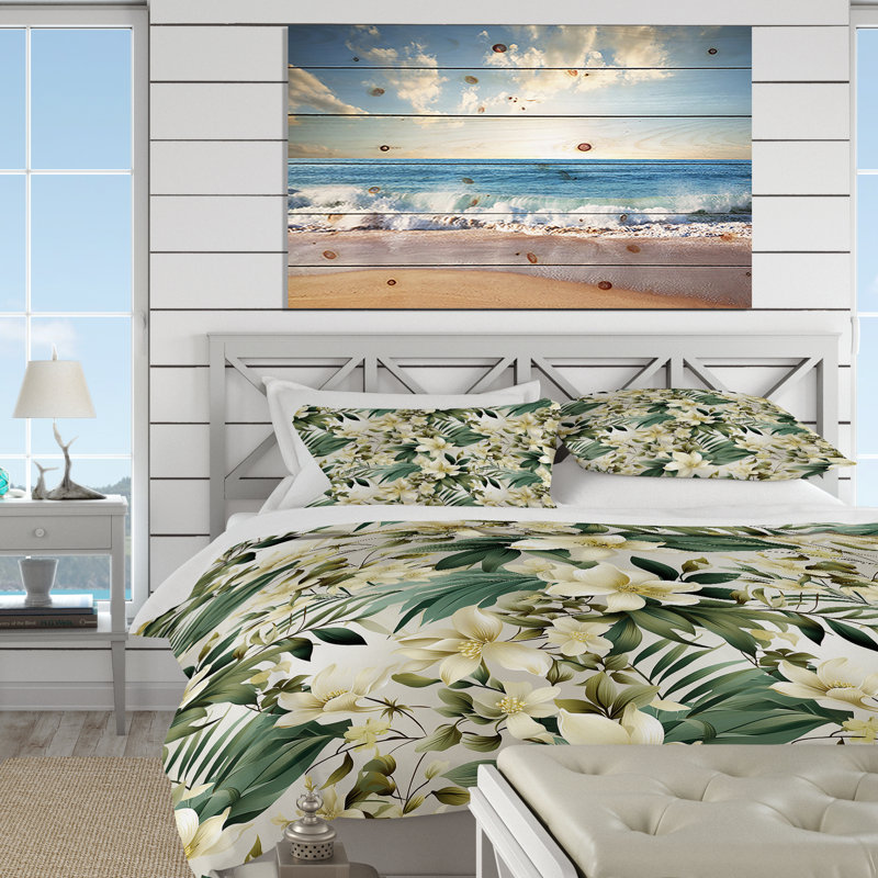 Neutral Oasis Iii Tropical Pattern II - Ensemble de housse de couette tropical