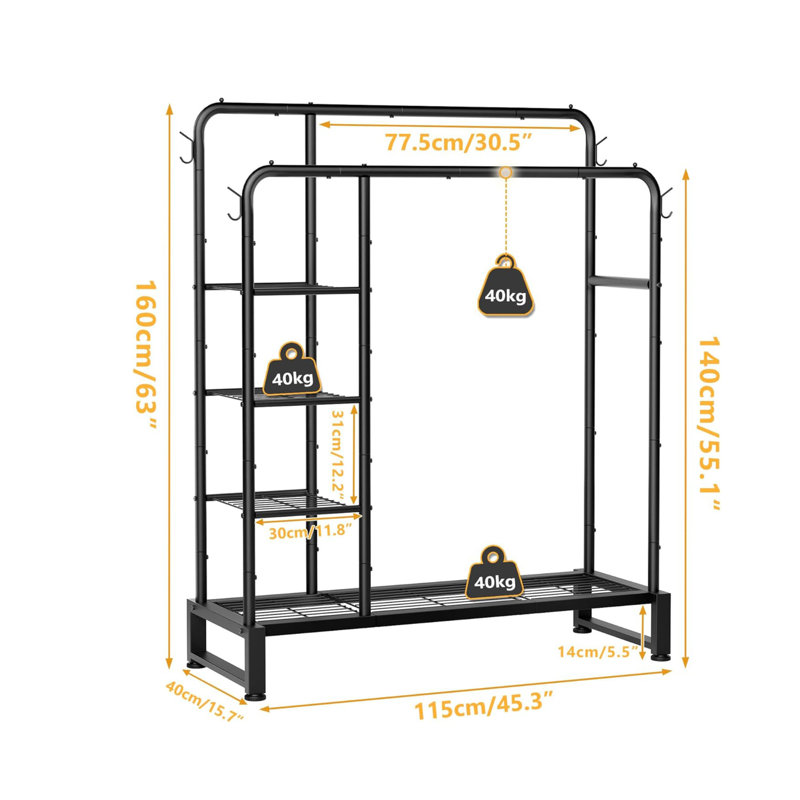 115cm Rolling Clothing Rack