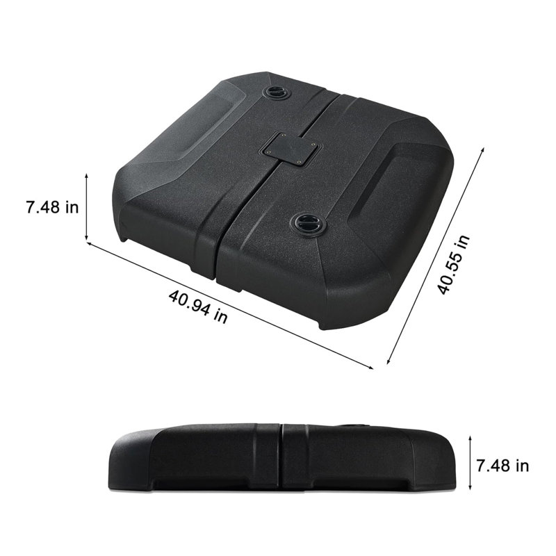 Parasol rectangulaire en porte-à-faux avec base Bohusiavice, Bleu marine, H 108 po x l 156 po x P 120 po