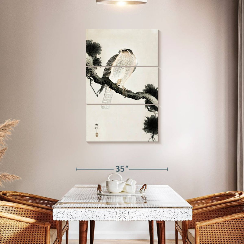 Brampt Hawk On Pine Branch, 45" H x 28" W