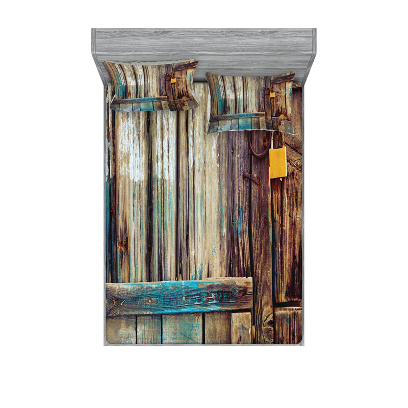 Drap-housse et coussin décoratif Ambesonne, brun, Ensemble de draps pour lit double + 5 pièces supp