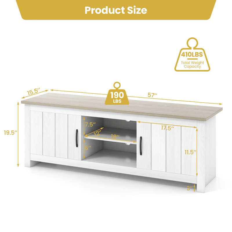 Crédence de rangement l 65 po Einari, Chêne blanc/blanc