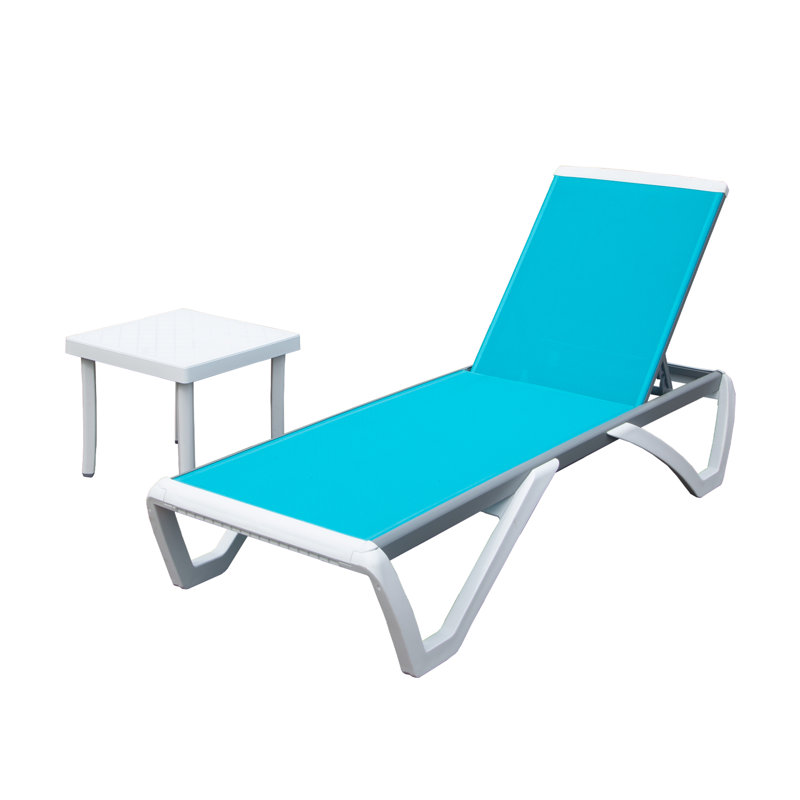 Outdoor Metal Chaise Lounge with Table