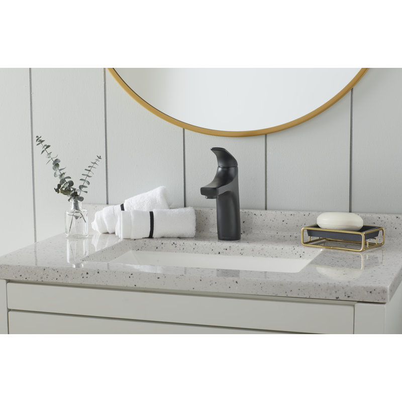 Lemora Single Hole Bathroom Faucet with Drain Assembly, Satin Black
