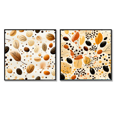 Joris - Ensemble de 2 collages carrés botaniques abstraits