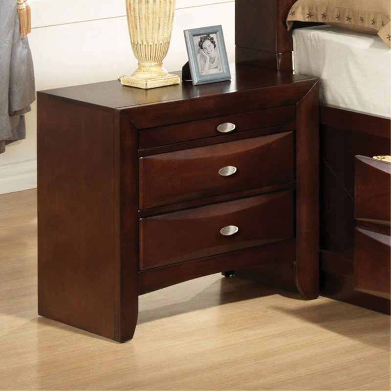 Table de chevet en bois avec 2 tiroirs et 1 plateau