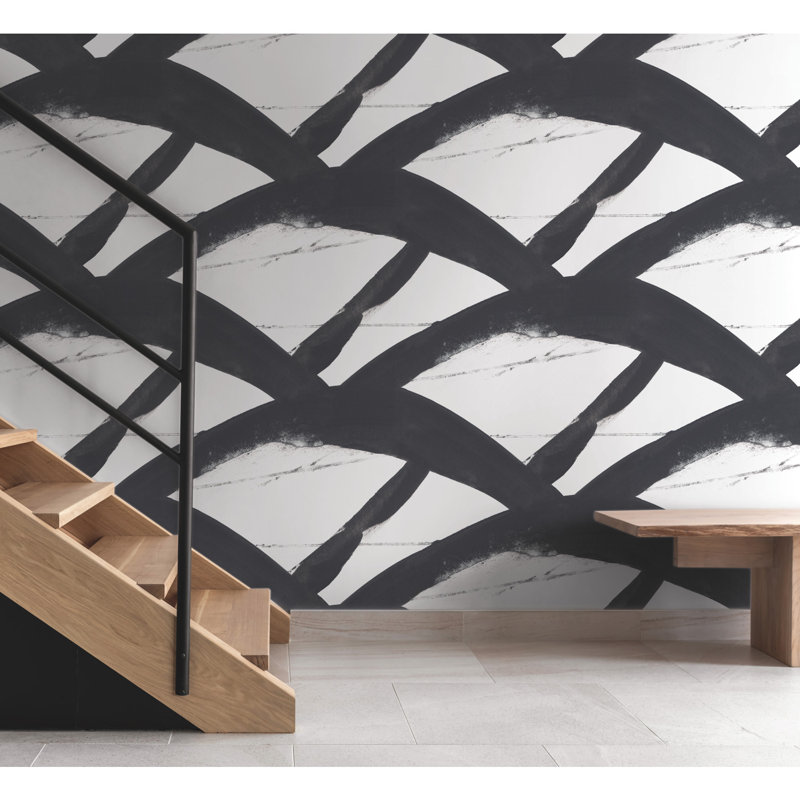 Entanglement Geometric Vinyl Wallpaper Double Roll, Black