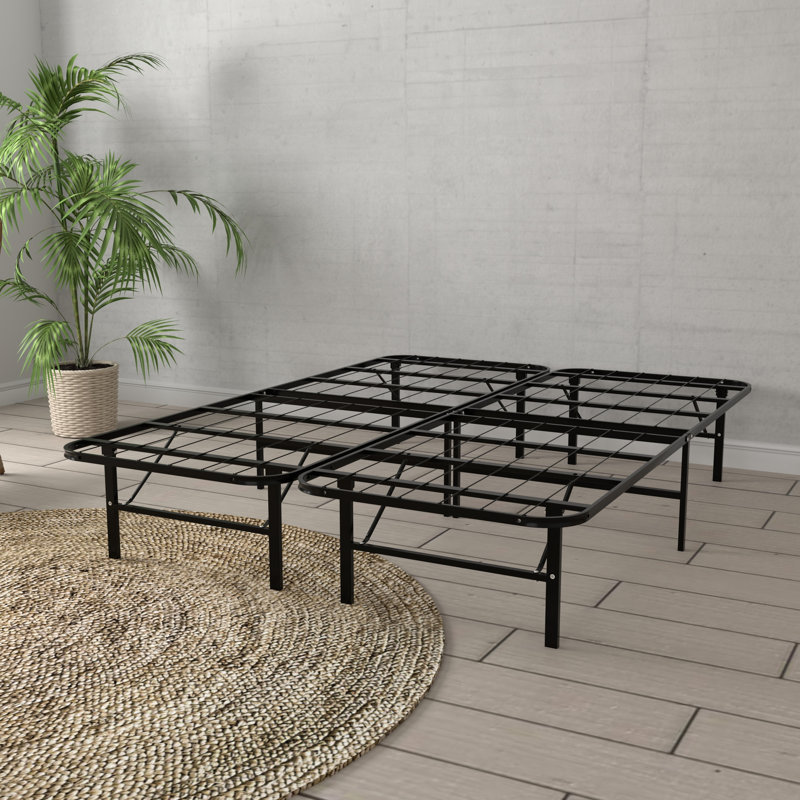 Sommier de lit plateforme en acier noir - pliable et facile à installer, surélevé de 14 pouces, toutes les dimensions de matelas sont en acier haute résistance, rangement sous le lit de 5 minutes, aucun sommier requis