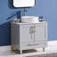 Meuble-lavabo simple autoportant gris moderne 30 po avec plateau en céramique Selicia