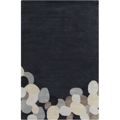Ailey Authentic Hand-Tufted Handmade Navy Blue, Grey, Cream & Beige Modern Abstract River Stone Wool Area Rug