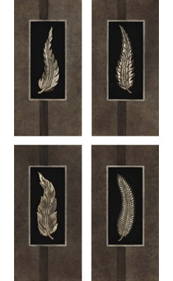 Pewter Leaves by Unknown Platinum Art Set