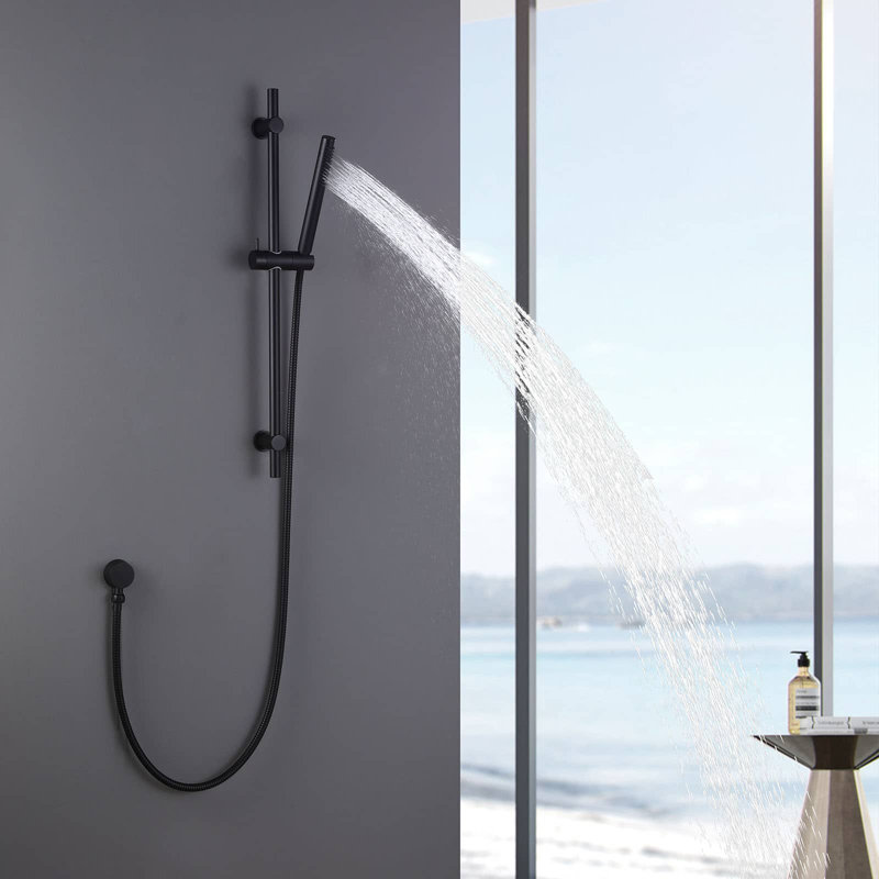 Pomme de douche murale à fixation sur glissière avec douchette à jet simple
