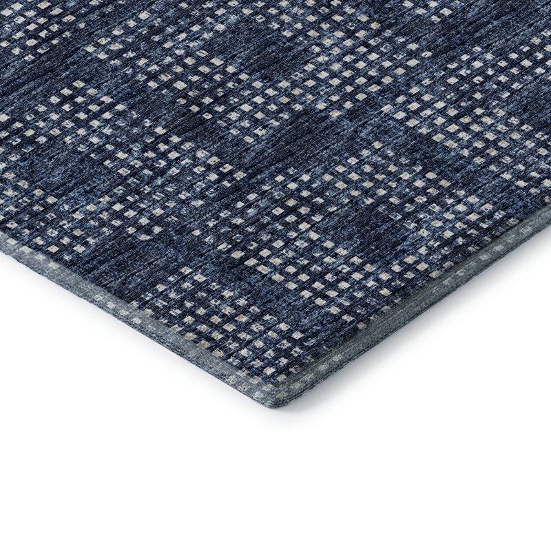 Premium Machine Washable Mayfield AMF33 Geometric Rug, Blue, 9' x 12'