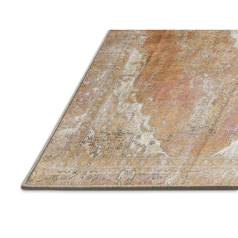 Tapis beige / rose clair en laine Kachig, Rectangle 7 pi x 10 pi