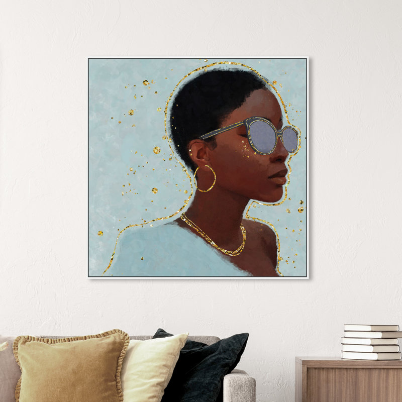 Lunettes de soleil style bleu glam-impression d’art graphique, H 40 po x l 40 po x P 1,5 po, Cadre blanc