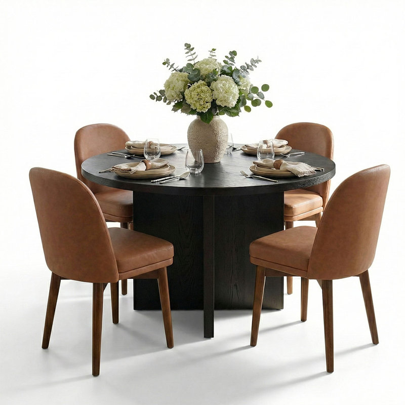 5-Piece Industrial Modern Round Dining Set