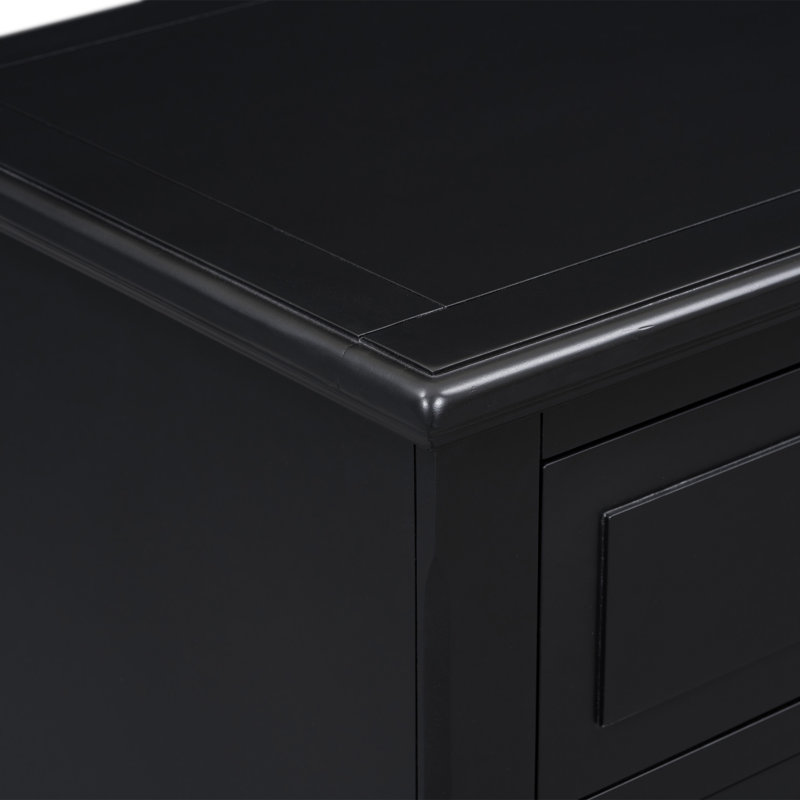 Armoire de rangement en bois à 3 tiroirs avec table de chevet, Noir, noir, noir, noir