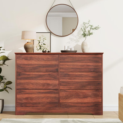 Commode en bois avec 6 tiroirs, grand placard moderne avec rangement profond, grande commode pour chambre à coucher, salon, couloir