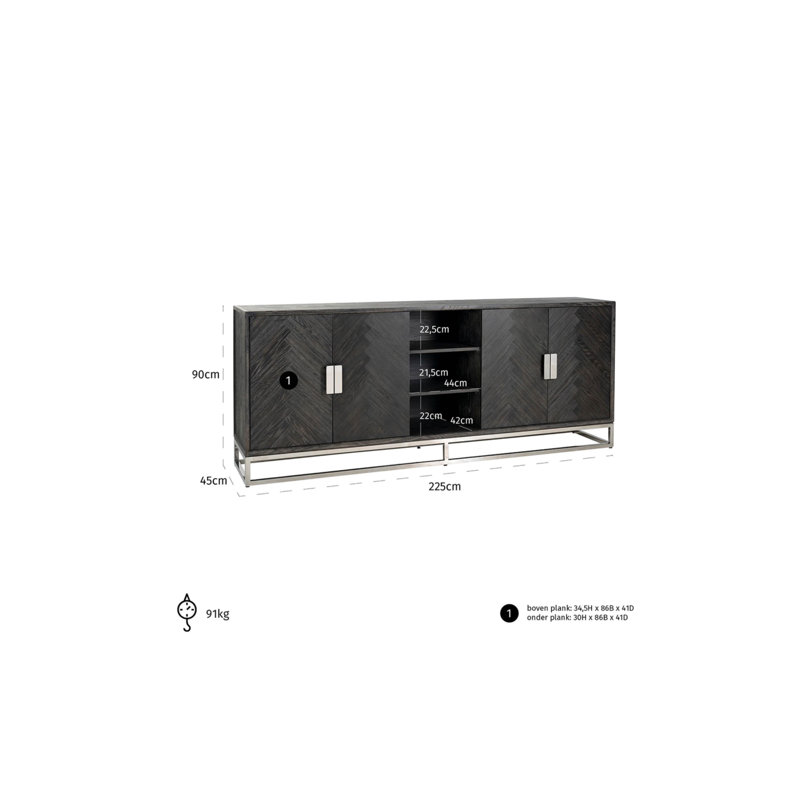 Buffet Blackbone, Argent / noir