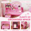 AIYAPLAY Kids Dressing Table with Mirror and Stool Ages 3-8 Years Pink